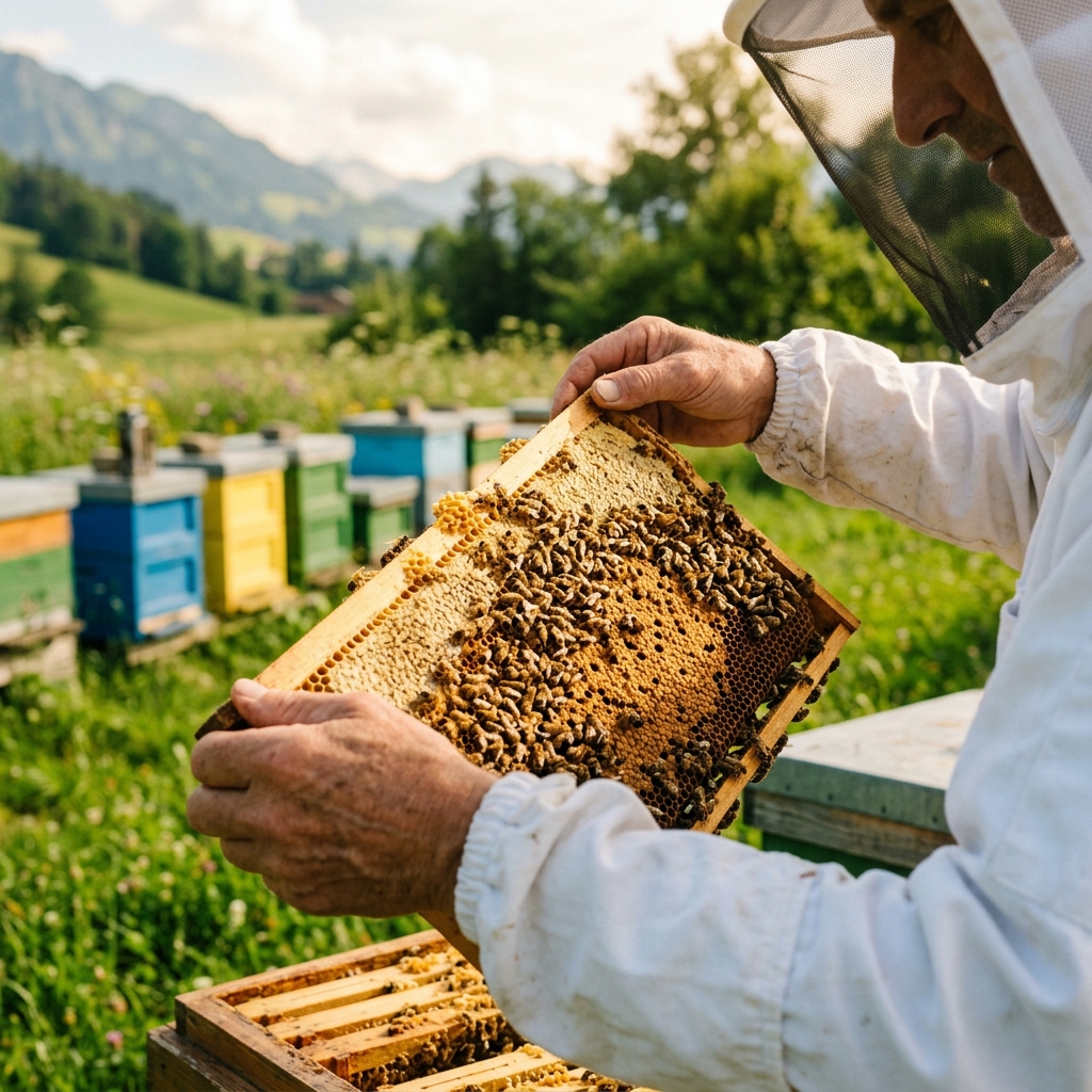Mehmet al lavoro nell'apiario